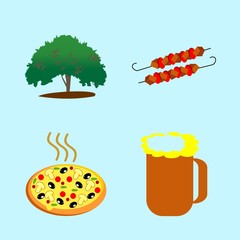 icons about Food with beer, tree, bar, delicious and salami