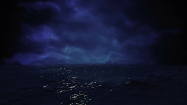 Blue Ocean View with stormy Clouds on the Horizon