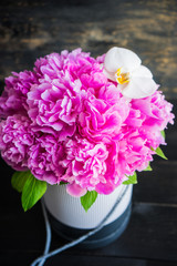 Summer flowers concept with peony