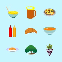 icons about Food with merlot, mustard and ketchup, dessert, cuisine and seafood