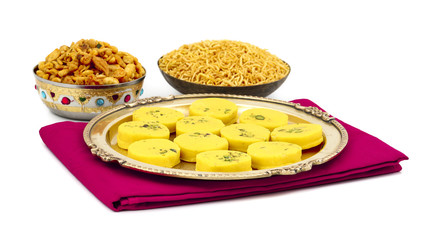 Indian Sweet Food Kesar Peda Also Know as Kesar Mawa Peda, Saffron Sweet, Saffron Peda is a saffron flavoured soft, dense sweet that is specially made during festivals