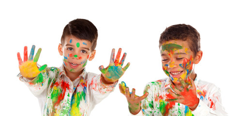 Fototapeta na wymiar Happy children painting