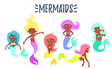 cute mermaid Afro-american character