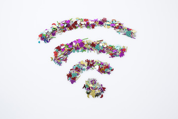 Symbol wi-fi multicolor isolated in a white background