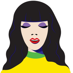 The face of a girl in the style of pop art.