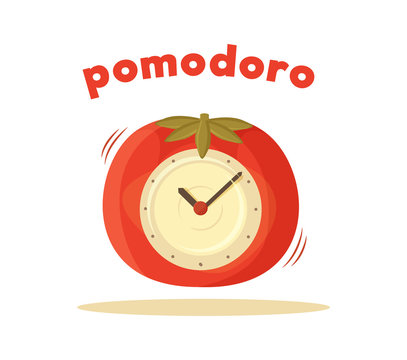 Pomodoro Clock Card Colored Vector Illustration
