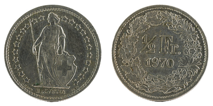 Half Franc (1/2 Franc), Switzerland 1970.