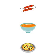 icons about Food with meat, tomato, culinary, japanese foods and soup