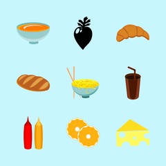 icons about Food with cheez, drink, drinking, logo and milk