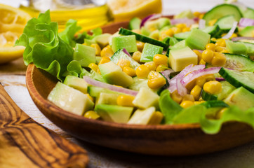 Salad with raw vegetables