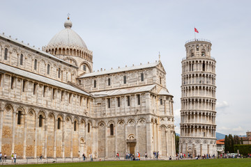 Pisa Cathedral, Roman Catholic cathedral dedicated to the Assumption of the Virgin Mary and the Leaning Tower of Pisa, bell tower of cathedral in Pisa, Italy.