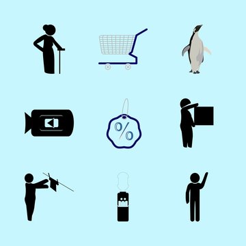 icons about Human with graphic, trolley, shopping trolley, expersion and isolated