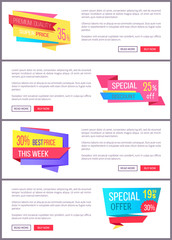 Set Sale Special Offer Order Now Web Poster Vector