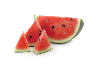 Slice of watermelon on white background