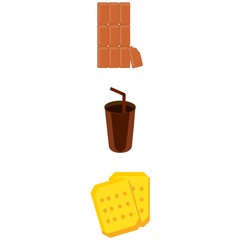 icons about Food with coffee, aroma, cookie, cocoa drink and cake