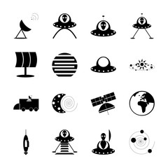 cosmos and space icons set