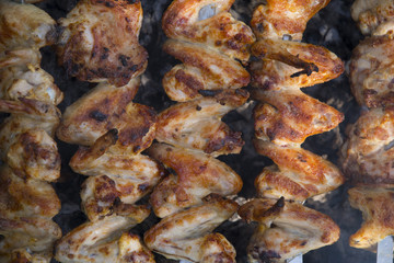 fried chicken wings on the grill