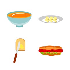 icons about Food with tasty, breakfast, lunch, soup and fries