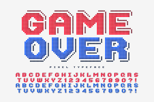 Pixel vector font design, stylized like in 8-bit games