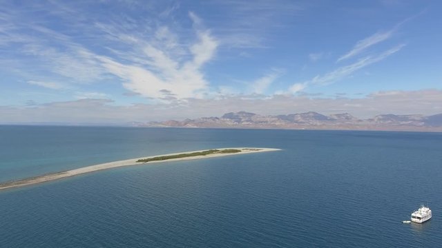 Aerial panoramic views of isla San Jose, Baja California 
Sur, Mexico. Sea of cortez.