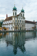 Fototapeta na wymiar Jesuit Church (1667-1673) first large baroque church north from Alps, Lucerne, Switzerland