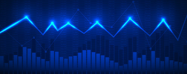 Economic graph with diagrams on the stock market, for business and financial concepts and reports.Abstract blue vector background.