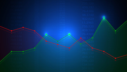 Economic graph with diagrams on the stock market, for business and financial concepts and reports.Abstract blue vector background.