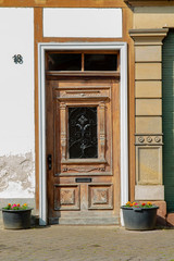 wooden door of a old house in a small village in germany