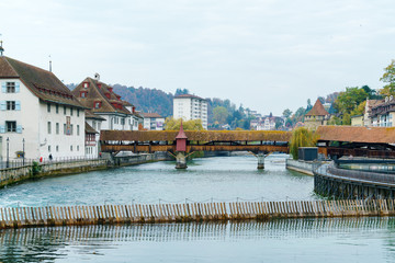 Water spike and Spreuer bridge, Lucerne, Switzerland