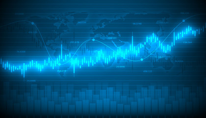 Economic graph with diagrams on the stock market, for business and financial concepts and reports.Abstract blue vector background.