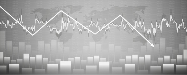 Economic graph with diagrams on the stock market. Abstract vector background for business and financial concepts and reports. - obrazy, fototapety, plakaty