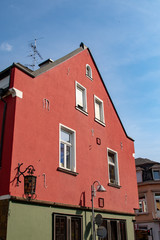 Facade of a red house in germany 