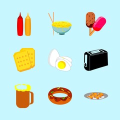 icons about Food with chocolate, ketchup, fried chiken, barbecue and bake