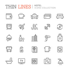 Collection of hotel thin line icons. Vector eps 8