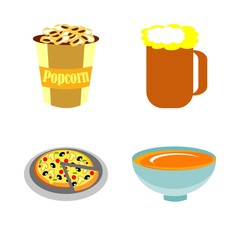 icons about Food with beer, pepperoni, diet, salami and lunch