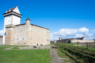 Fototapeta na wymiar View of Narva castle and Ivangorod castle
