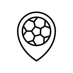 football match location icon. stadium pin locator. simple illustration outline style sport symbol.