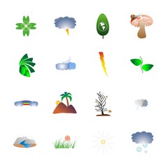 Obraz premium icon Nature with summer, snowflakes, raining weather, climate and night