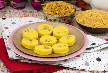 Indian Sweet Food Kesar Peda Also Know as Kesar Mawa Peda, Saffron Sweet, Saffron Peda is a saffron flavoured soft, dense sweet that is specially made during festivals