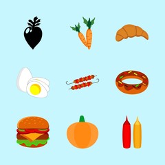 icons about Food with pumpkin, logo, menu, dinner and hot