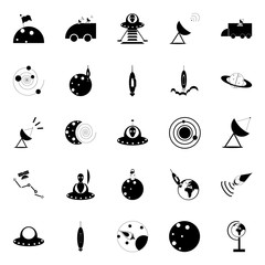 cosmos and space icons set