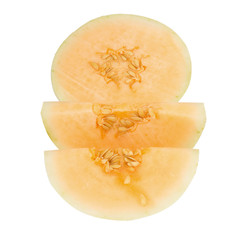 melon(sunlady) slice. half. isolated on white background