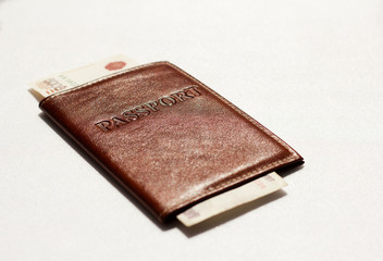 passport and money on white background