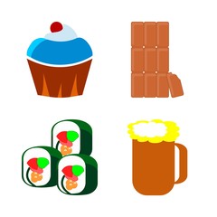 icons about Food with beer glass, bitter, bar, kvass and dinner