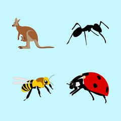 icons about Animal with bee, eps, shaggy, fluffy and little