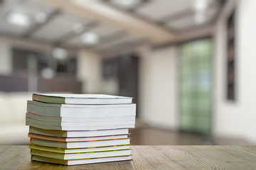 books on wooden table