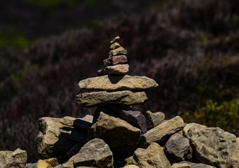 Stone Cairn in Derbyshire Peak District