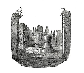 Ancient roman flour mill (from Das Heller-Magazin, October 23, 1834) © Juulijs