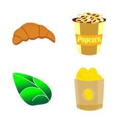 icons about Food with decoration, salt, bulk, popcorn and dessert