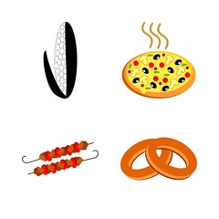 icons about Food with lunch, mozarella, fastfood, bublik and restaurant
